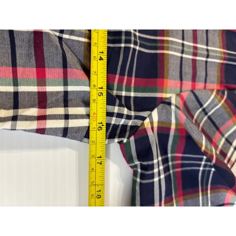 Womens Plaid Button-Up Long Sleeve Shirt Boyfriend Style Classic Collar Multicol - Picture 6 of 7